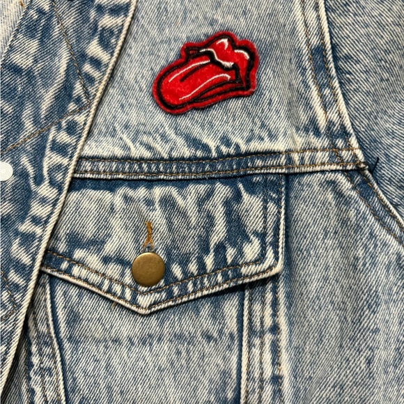 Honey Punch Oversized Denim Jacket with Soul Patch – Size Large - Picture 4 of 9